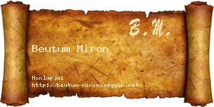 Beutum Miron névjegykártya
